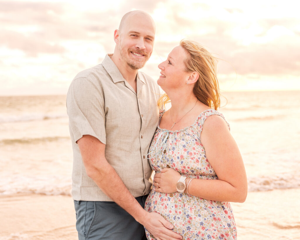 extended family sunrise gender reveal New Smyrna Beach